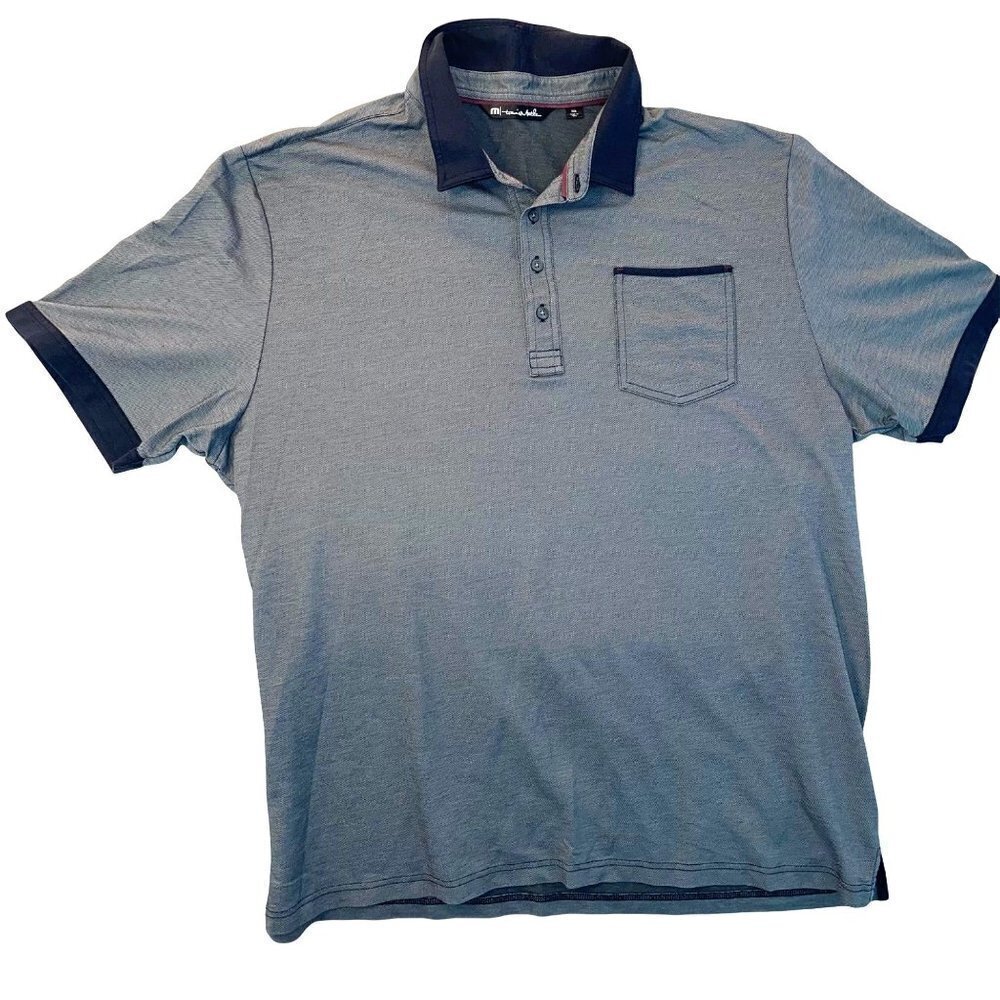 Travis Mathew Polo Shirt Size XXL Mens Golf Pima Cotton Blend Logo Gray Navy